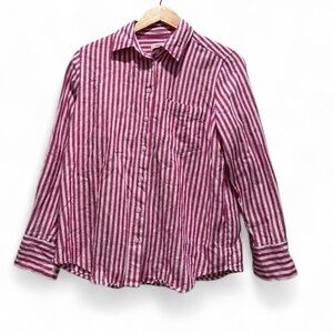 Banana Republic‎ Pink Striped Button Up Shirt Classic Linen Size Small